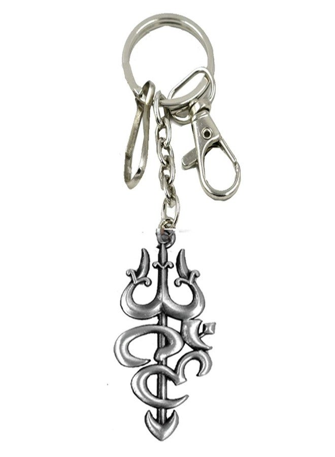 AFH Om Trishul Antique Silver Metal Trigger Hook Key Chain